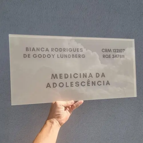 Placa Acrílico Identificação Porta Logo Impressão Uv 50x25cm