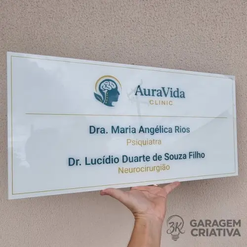 Placa Acrílico Identificação Porta Logo Impressão Uv 60x30cm