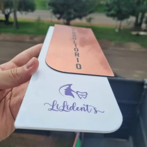 Placa Acrílico Porta Logo Impressão Uv 10x30cm Mod Safira