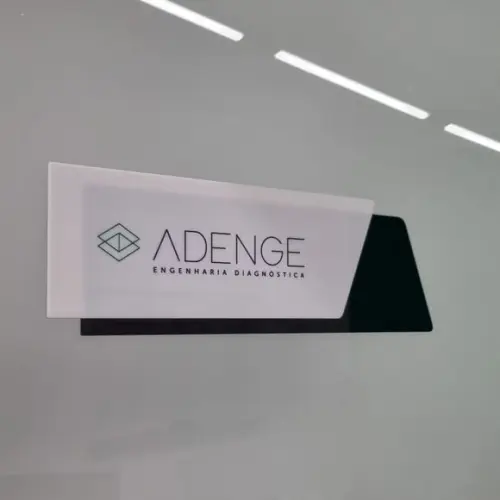 Placa Acrílico Porta Logo Impressão Uv 30x10cm Mod Topazio