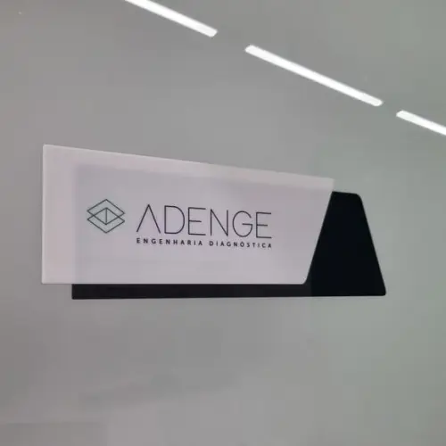 Placa Acrílico Porta Logo Impressão Uv 30x10cm Mod Topazio