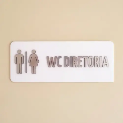 Placa Banheiro Personalizada Aplique Escovado 25x10cm