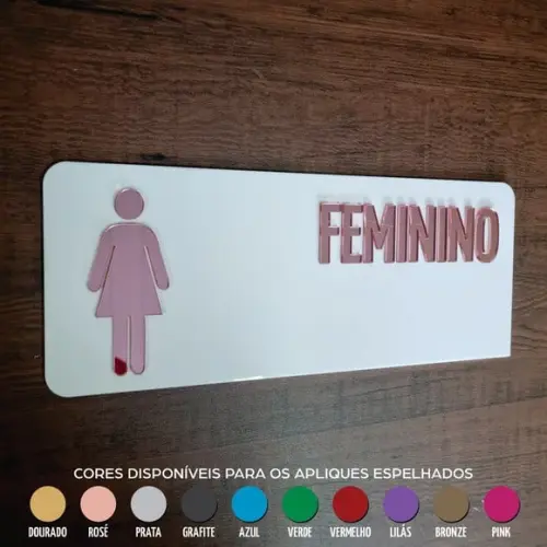 Placa Banheiro Personalizada Acrílico Espelhado 25x10cm