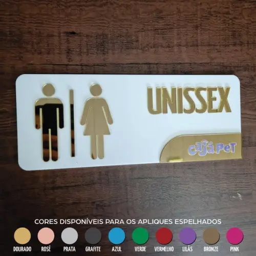 Placa Banheiro Personalizada com Logo e Acrílico Espelhado