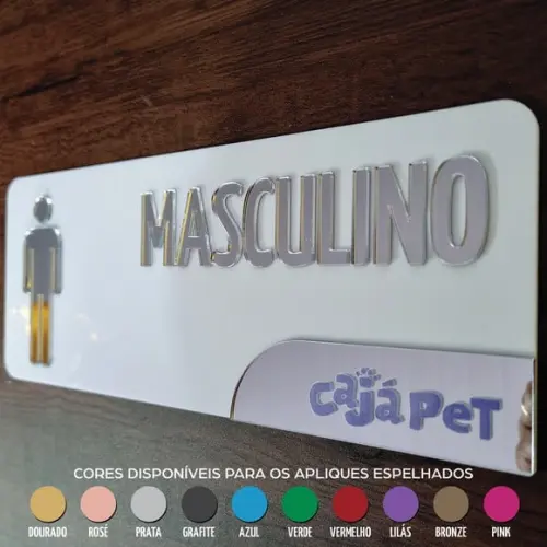 Placa Banheiro Personalizada com Logo e Acrílico Espelhado
