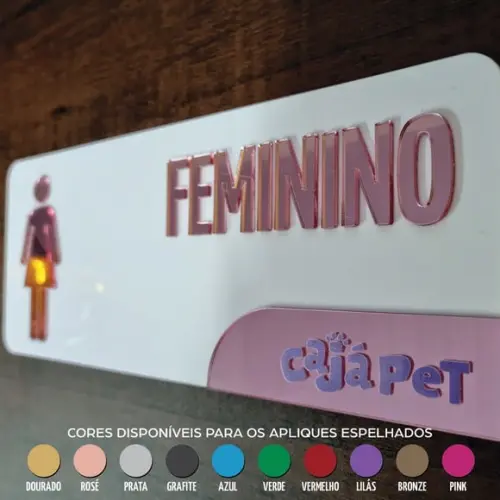 Placa Banheiro Personalizada com Logo e Acrílico Espelhado