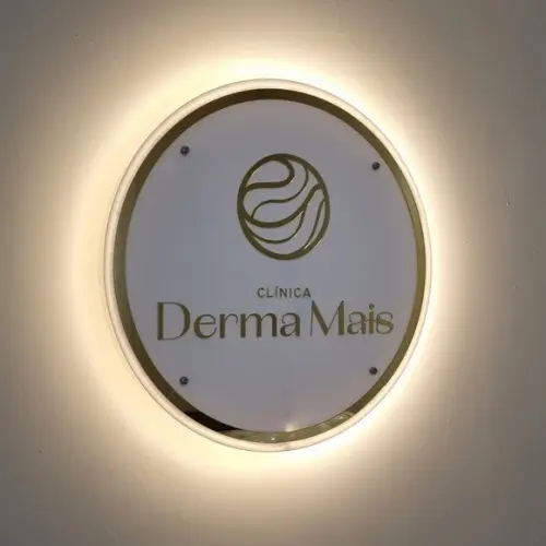 Painel Redondo Led com Logo Acrílico Espelhado Iluminado