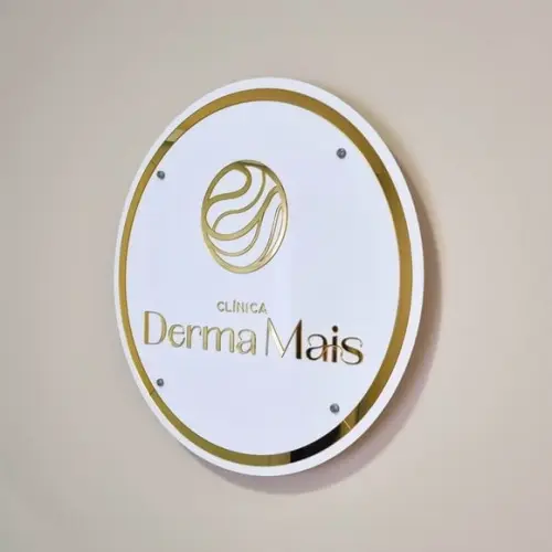 Painel Redondo Led com Logo Acrílico Espelhado Iluminado