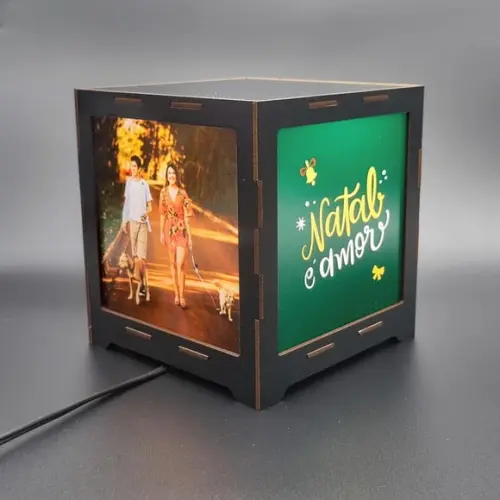 Luminária Criativa Photobox Natal Personalizada com 4 Fotos
