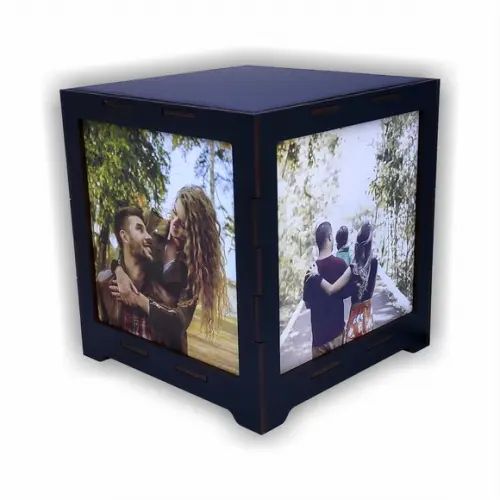 Luminária Criativa Photo Box Personalizada com 4 Fotos