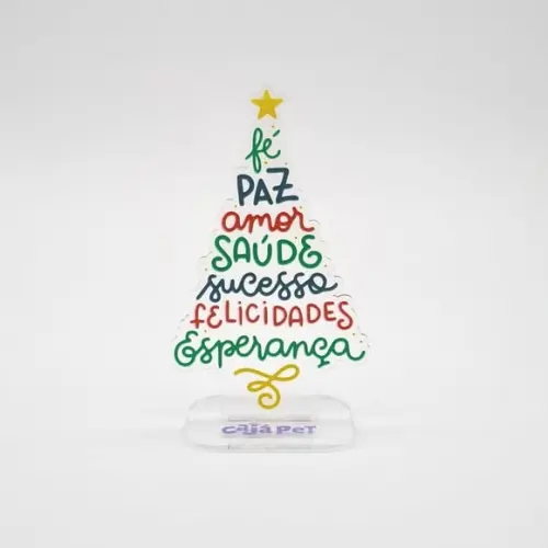 Arvore de Natal Acrílico 20cm Frases e Desejos Unidade