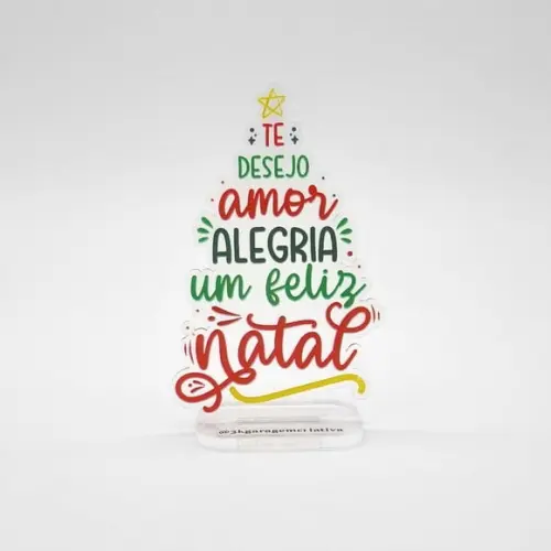 Arvore de Natal Acrílico 20cm Frases e Desejos