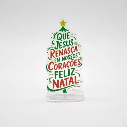 Arvore de Natal Acrílico 20cm Frases e Desejos