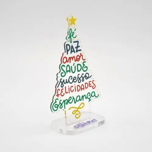 Arvore de Natal Acrílico 20cm Frases e Desejos