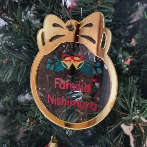Enfeite Bola Natal Personalizada em Acrílico Nome 10cm
