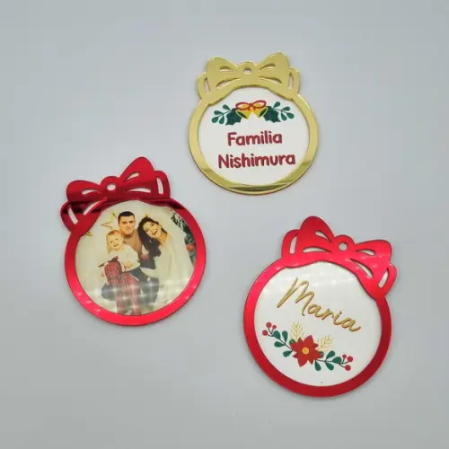 Enfeite Bola Natal Personalizada em Acrílico Nome 10cm