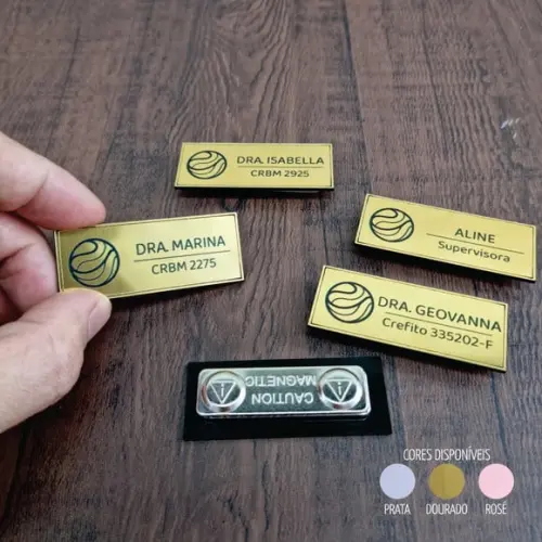 Kit 5un Crachá Botton Magnético Aço Escovado Impressão Color