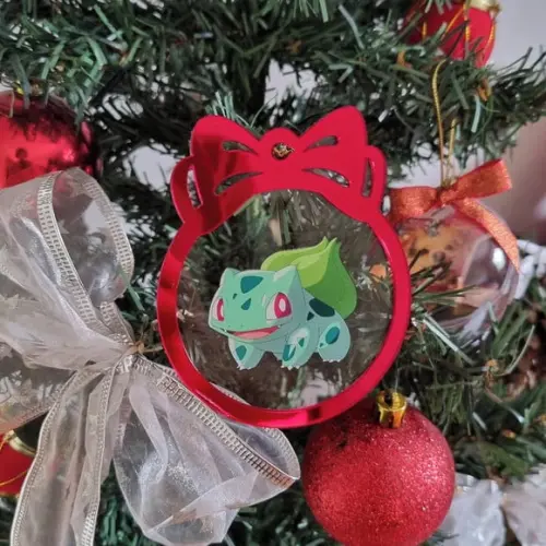 Pokebola de Natal Personalizada em Acrílico 10cm