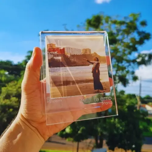 Presente Dia das Mâes Porta Retrato Duplo Polaroid Acrílico