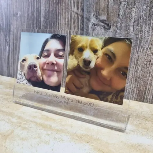 Presente Dia das Mâes Porta Retrato Duplo Polaroid Acrílico