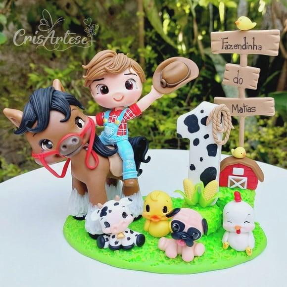 Topo de Bolo Biscuit Fazendinha
