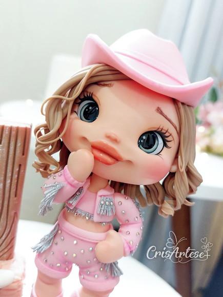 Topo de Bolo Boiadeira Country Rodeio Menina