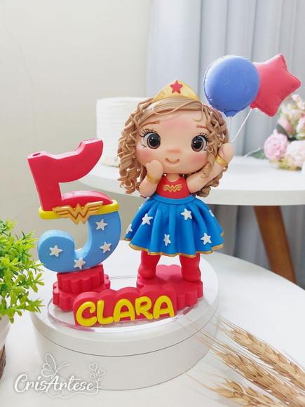 Topo de Bolo Biscuit Mulher Maravilha