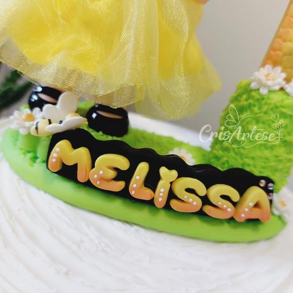 Topo de Bolo com Vela Jardim Encantado de Biscuit