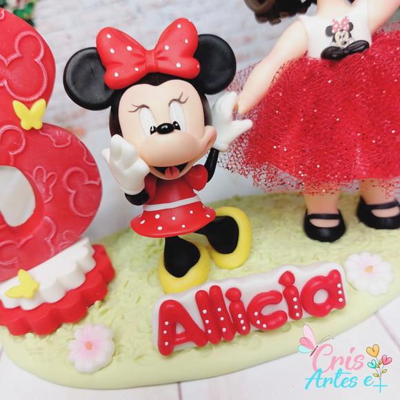 Topo de Bolo com Vela Minnie Vermelha