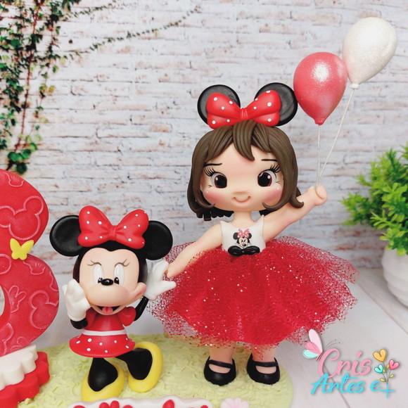 Topo de Bolo com Vela Minnie Vermelha