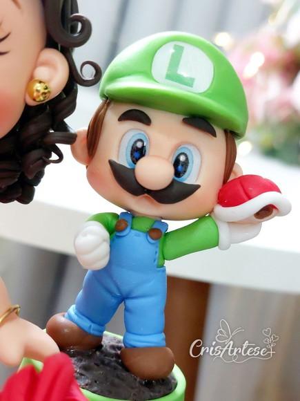 Topo de Bolo com Vela Super Mario