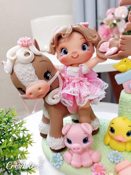 Topo de Bolo Fazendinha Menina