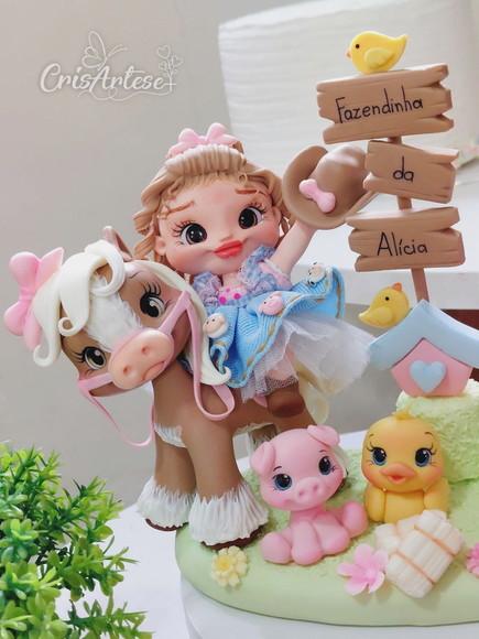 Topo de Bolo Fazendinha Rosa