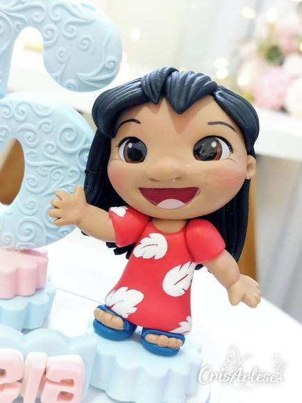 Topo de Bolo Lilo e Stitch em Biscuit