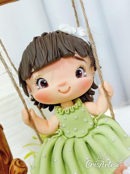 Topo de Bolo Menina Jardim Encantado
