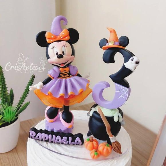 Topo de Bolo Minnie Halloween