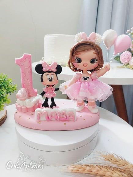Topo de Bolo Minnie Rosa
