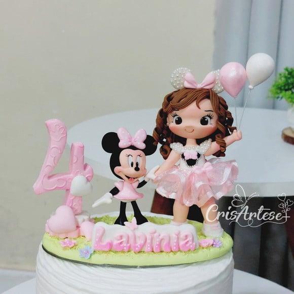 Topo de Bolo Minnie Rosa