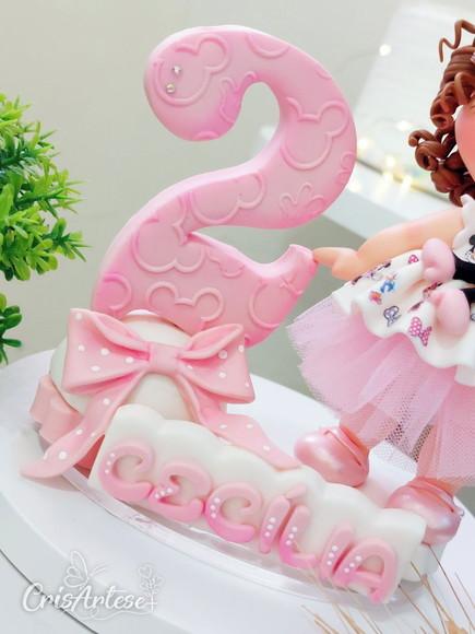 Topo de Bolo Minnie Rosa