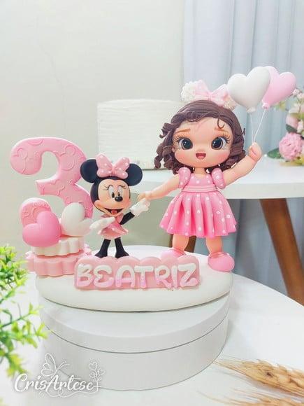 Topo de Bolo Minnie Rosa