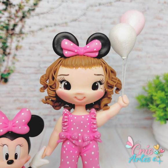 Topo de Bolo Minnie Rosa em Biscuit