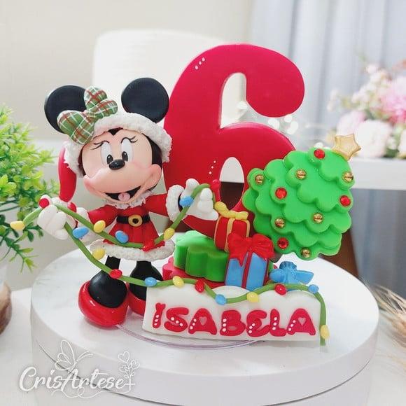 Topo de Bolo Natal da Minnie