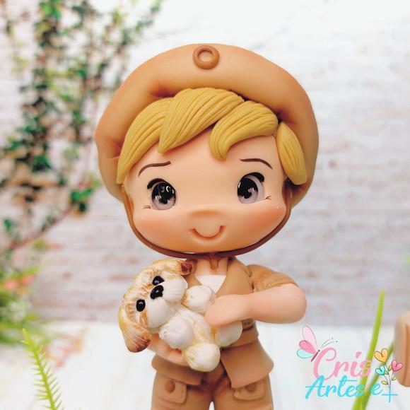 Topo de Bolo Safari Menino em Biscuit