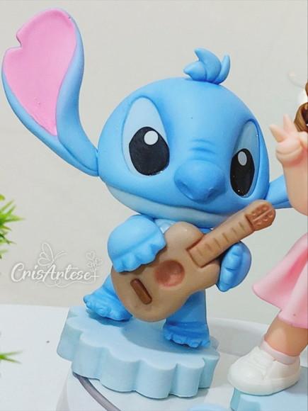 Topo de Bolo Stitch e Angel em Biscuit
