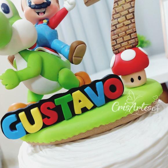 Topo de Bolo Super Mario em Biscuit