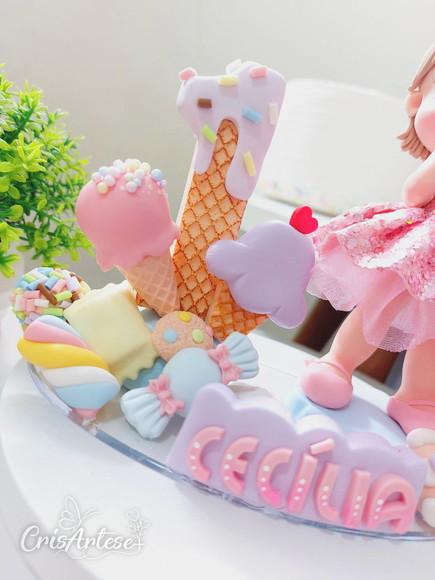 Topo de Bolo Vela Confeitaria Doces