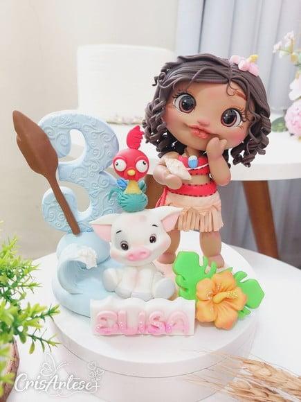 Topo de Bolo Vela Personalizado Moana
