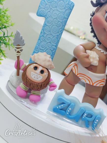 Topo de Bolo Vela Personalizado Moana