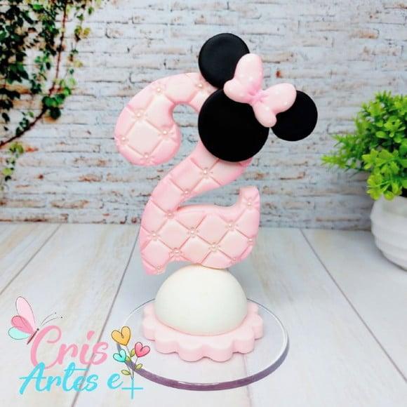 Vela Minnie Rosa em Biscuit