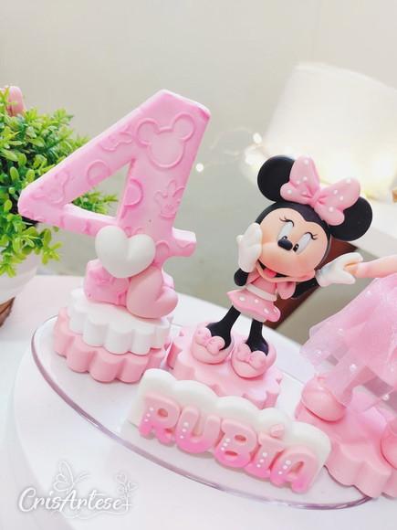 Vela Minnie Rosa em Biscuit